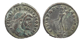 Galerius as Caesar (A.D. 293-305) Follis, AE Silvered Follis 
Heraclea mint
GAL VAL MAXIMIANVS NOB CAES, laureate head of Galerius right.
Rev: GENI...