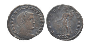 GALERIUS MAXIMIANUS (Caesar, 293-305). Follis. Heraclea.
Laureate head right.
Genius standing left, holding cornucopia and sacrificing with patera....