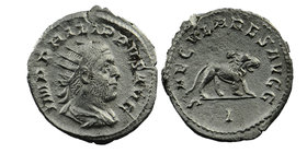 Philippus I (244-249 AD). AR Antoninianus Rome, 248.
Obv. IMP PHILIPPVS AVG, radiate, draped and cuirassed bust to right.
Rev. SAECVLARES AVGG, lion...