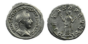 Gordianus III (238-244 AD). AR Denarius Rome
laureate, draped and cuirassed bust right, seen from behind.
Pietas standing facing, both hands raised....