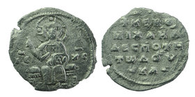 Michael VII Ducas AR 2/3 Miliaresion. Constantinople, AD 1071-1078.
Nimbate Christ enthroned facing, raising right hand in benediction and holding bo...