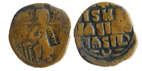 Anonymous (attributed to Constantine IX). Ca. 1042-1055. AE follis
Constantinople mint, struck C. 1042-55. 
Nimbate Christ seated facing on throne w...