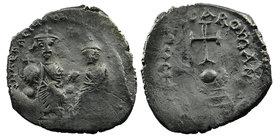 Heraclius, with Heraclius Constantine and Heraclonas. AD 610-641. Constantinople
Hexagram AR
Heraclius on left and Heraclius Constantine on right, s...
