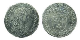 France. Lyon. Louis XIV AD 1643-1715. 1/12 Ecu Ar 1662
laureate and draped bust right.
crowned coat-of-arms; 
Duplessy 1486.
2,12 gr. 20 mm