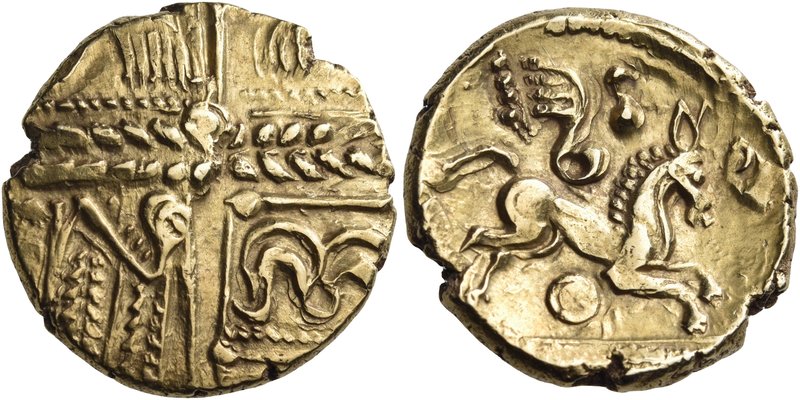 CELTIC BRITAIN, Catuvellauni. Unknown ruler, circa 55-50 BC. Stater (Gold, 18 mm...
