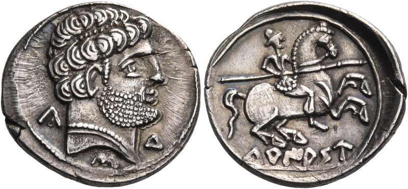 SPAIN. Turiasu. Late 2nd-early 1st century BC. Denarius (Silver, 19 mm, 3.56 g, ...