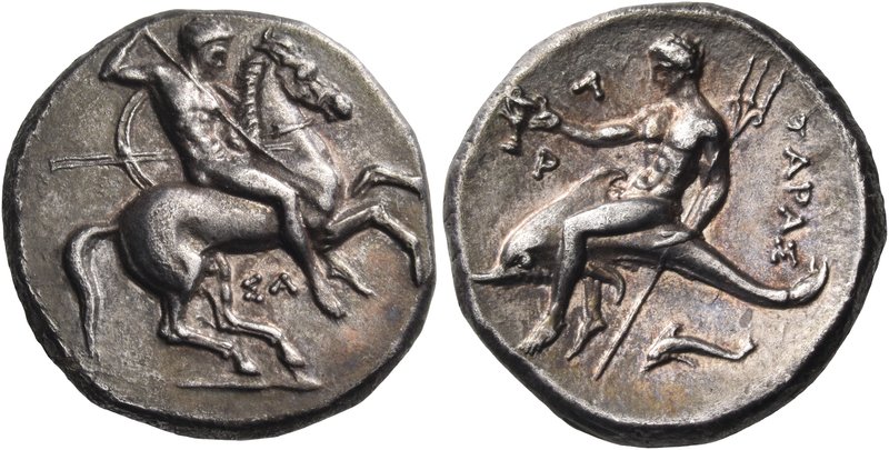 CALABRIA. Tarentum. Circa 315-302 BC. Didrachm or nomos (Silver, 20 mm, 7.87 g, ...