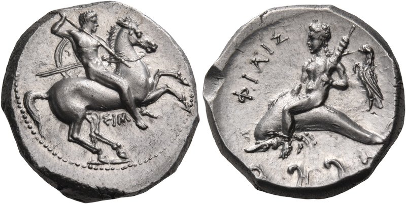 CALABRIA. Tarentum. Circa 290-281 BC. Didrachm or nomos (Silver, 20 mm, 7.93 g, ...