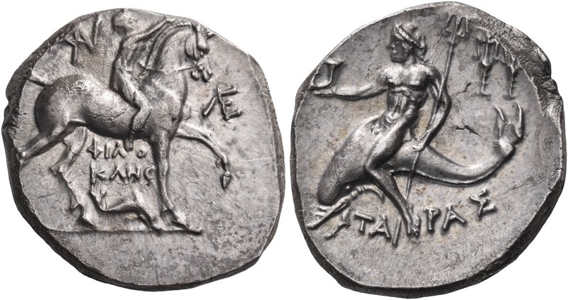 CALABRIA. Tarentum. Circa 240-228 BC. Didrachm or nomos (Silver, 16 mm, 6.62 g, ...