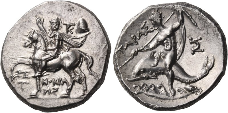 CALABRIA. Tarentum. Circa 240-228 BC. Didrachm or nomos (Silver, 20 mm, 6.54 g, ...