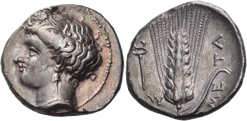 LUCANIA. Metapontum. Circa 340-330 BC. Didrachm or nomos (21 mm, 7.85 g, 8 h). H...