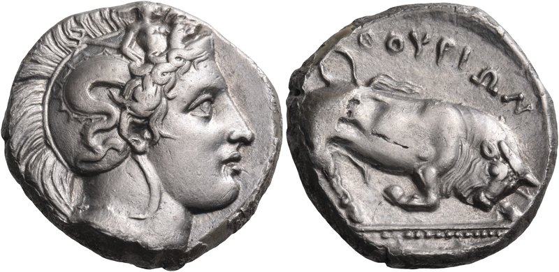 LUCANIA. Thurium. Circa 410-400 BC. Distater (Silver, 23 mm, 15.69 g, 9 h). Head...