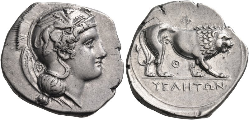 LUCANIA. Velia. Circa 340-334 BC. Didrachm or nomos (Silver, 21 mm, 7.56 g, 7 h)...