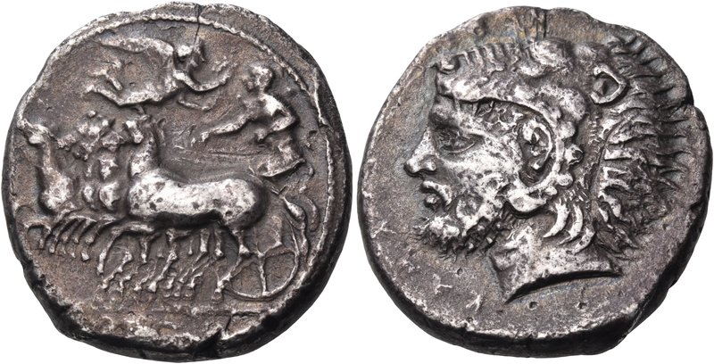SICILY. Kamarina. Circa 415-405 BC. Tetradrachm (Silver, 27 mm, 16.54 g, 12 h). ...