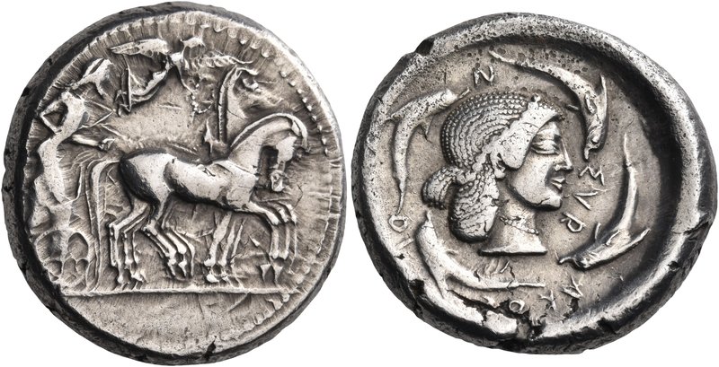 SICILY. Syracuse. Deinomenid Tyranny, 485-466 BC. Tetradrachm (Silver, 25 mm, 17...