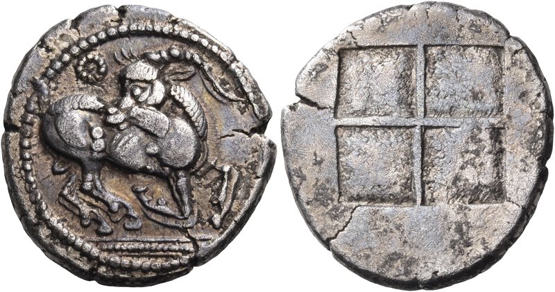 THRACO-MACEDONIAN TRIBES, Mygdones or Krestones. Circa 485-480 BC. Stater (Silve...