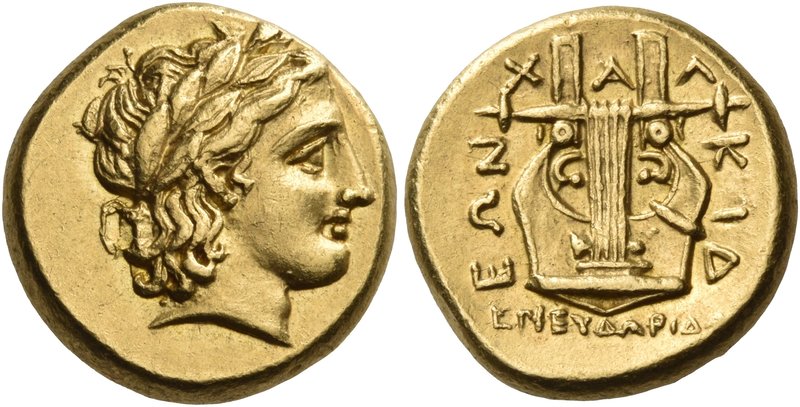 MACEDON, Chalkidian League. Circa 352-350 BC. Stater (Gold, 16 mm, 8.47 g, 6 h),...