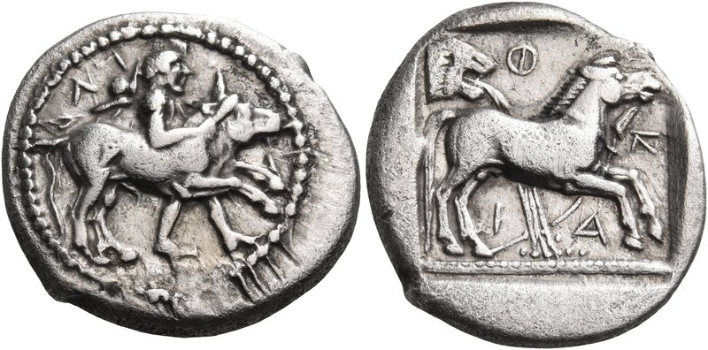THESSALY. Pherai. Circa 460-440 BC. Drachm (Silver, 20 mm, 5.87 g, 9 h). Γ-Λ-Α T...