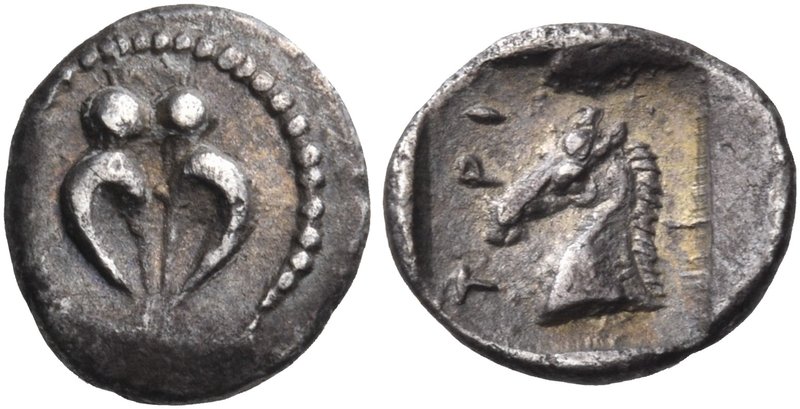 THESSALY. Trikka. Third quarter of the 5th century BC. Hemiobol (Silver, 9 mm, 0...