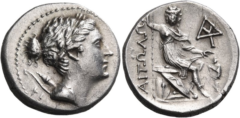 AITOLIA, Aitolian League. Circa 250-225 BC. Drachm (Silver, 19 mm, 5.35 g, 1 h)....