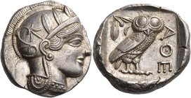 ATTICA. Athens. Circa 449-404 BC. Tetradrachm (Silver, 25.5 mm, 17.22 g, 9 h), 430s. Head of Athena to right, wearing crested Attic helmet adorned wit...