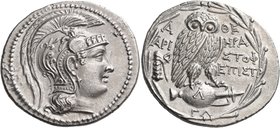 ATTICA. Athens. 136/5 BC. Tetradrachm (Silver, 32 mm, 16.92 g, 12 h), New style, Hera..., Aristoph... and Epistr... Head of Athena Parthenos to right,...