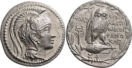 ATTICA. Athens. 133/2 BC. Tetradrachm (Silver, 30.5 mm, 16.90 g, 11 h), New style, Polycharmos, Nikogenes and Phanokleidas. Head of Athena Parthenos t...