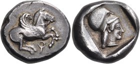 CORINTHIA. Corinth. Circa 500-450 BC. Stater (Silver, 19 mm, 8.72 g, 6 h). Ϙ Pegasos flying to right, wearing a bridle and with a curved wing. Rev. He...