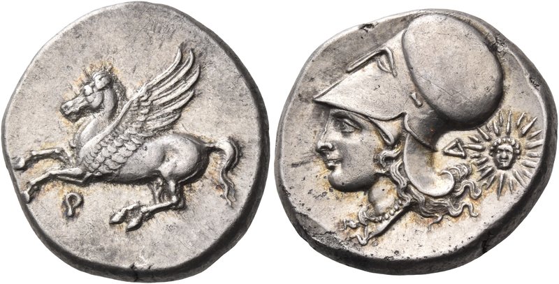 CORINTHIA. Corinth. Circa 375-300 BC. Stater (Silver, 21 mm, 8.66 g, 3 h). Ϙ Peg...