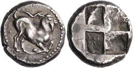 CYCLADES, Paros. Circa 500-497/5 BC. Drachm (Silver, 16.8 mm, 5.88 g). Goat moving to right. Rev. Quadripartite incuse square. P. Lederer, Neue Beiträ...