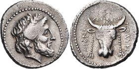 CRETE. Polyrhenion. Circa 320-270 BC. Stater (Silver, 26 mm, 9.76 g, 6 h), Charisthenes. Laureate head of Zeus to right. Rev. ΠΟΛΥΡΗ-ΝΙΟΝ / ΧΑΡΙΣΘΕN B...