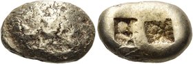 IONIA. Uncertain mint. Circa 650-600 BC. Trite (Electrum, 15 x 9 mm, 4.70 g), Lydo-Milesian standard. Plain convex surface. Rev. Two irregular incuse ...