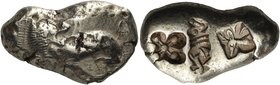 IONIA. Miletos. Circa 560-545 BC. Stater (Electrum, 26.5 mm, 13.82 g, 9 h). Lion seated to left, his head turned back to right; all within ornamental ...