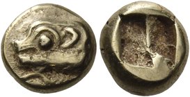 IONIA. Phokaia. Circa 625/0-522 BC. Hekte (Electrum, 10 mm, 2.59 g). Head of a seal to left; below, small seal to left. Rev. Incuse square. BMC 7. Bod...
