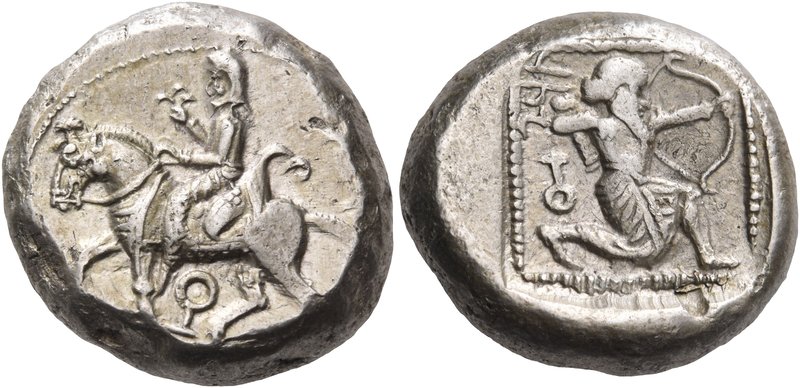 CILICIA. Tarsos. Circa 440-410 BC. Stater (Silver, 21 mm, 11.13 g, 11 h). Horsem...