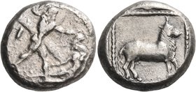 CILICIA. Uncertain mint. Circa 449-425 BC. Stater (Silver, 19 mm, 10.78 g, 9 h). Herakles striding to right, holding club in his upraised right hand, ...