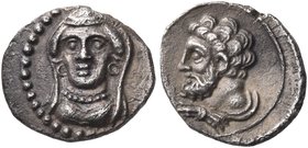 CILICIA. Uncertain mint. Circa 2nd - 3rd quarter 4th century BC. Obol (Silver, 10.5 mm, 0.75 g, 10 h). Veiled and draped female bust facing, turned sl...