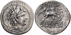SELEUKID KINGS OF SYRIA. Antiochos VI Dionysos, 144-142 BC. Hemidrachm (Silver, 13 mm, 1.94 g, 7 h), Antioch, under the minister Stamenes, undated but...
