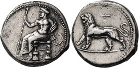 PERSIA, Alexandrine Empire. Time of Stamenes - Seleukos, satraps of Babylon, circa 328-311 BC. Stater (Silver, 23 mm, 16.96 g, 4 h), Babylon. Baal sea...