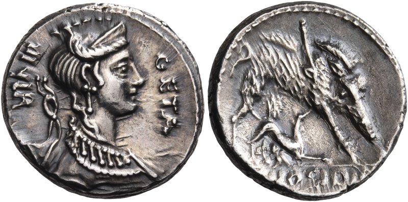 C. Hosidius C.f. Geta, 64 BC. Denarius (Silver, 17 mm, 3.83 g, 5 h), Rome. GETA ...