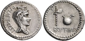 The Republicans. Brutus, Late summer-autumn 42 BC. Denarius (Silver, 18 mm, 3.82 g, 1 h), military mint traveling with Brutus and Cassius in western A...