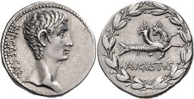 Augustus, 27 BC-AD 14. Cistophoric Tetradrachm (Silver, 26 mm, 11.95 g, 12 h), Pergamum, 27-26. IMP CAESAR Bare head of Augustus to right. Rev. AVGVST...