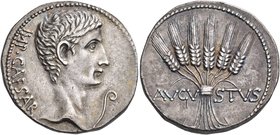 Augustus, 27 BC-AD 14. Cistophorus (Silver, 26 mm, 11.87 g, 11 h), Pergamon, 27/6 BC. IMP CAESAR Bare head of Augustus to right; to right, lituus curv...