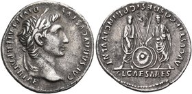 Augustus. Restitution issue struck under Trajan, 98-117. Denarius (Silver, 19 mm, 3.48 g, 7 h), Rome. CAESAR AVGVSTVS DIVI F PATER PATRIAE Laureate he...