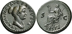 Julia Titi, Augusta, 79-90/1. Dupondius (Orichalcum, 27.5 mm, 12.92 g, 7 h), Rome, 80-81. IVLIA IMP T AVG F AVGVSTA Draped bust of Julia Titi to right...