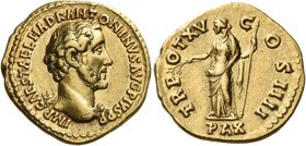 Antoninus Pius, 138-161. Aureus (Gold, 19.5 mm, 7.17 g, 6 h), Rome, 151-152. IMP CAES T AEL HADR ANTONINVS AVG PIVS P P Bare head of Antoninus Pius to...