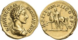 Commodus, 177-192. Aureus (Gold, 20 mm, 7.18 g, 12 h), Rome, 178. L• AVREL• COMMODVS AVG Laureate, draped and cuirassed bust of Commodus to right. Rev...