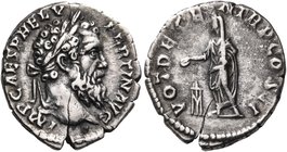 Pertinax, 193. Denarius (Silver, 17 mm, 3.19 g, 11 h), Rome, 1 January - 28 March 193. IMP CAES P HELV PERTIN AVG Laureate head of Pertinax to right. ...