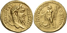 Septimius Severus, 193-211. Aureus (Gold, 20 mm, 7.08 g, 11 h), indian imitation of the Aurei minted in Rome in 205. SEVEБYS VI - PIVS VΛC Laureate he...