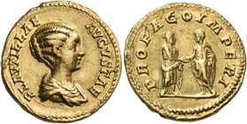 Plautilla, Augusta, 202-205. Denarius (Silver, 20.5 mm, 7.03 g, 6 h), struck under Septimius Severus and Caracalla, Rome. PLAVTILLAE AVGVSTAE Draped b...